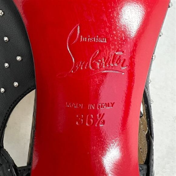 Christian Louboutin Loopinga 100 Studded Black Leather Sandals Size 36.5 - Picture 7 of 10